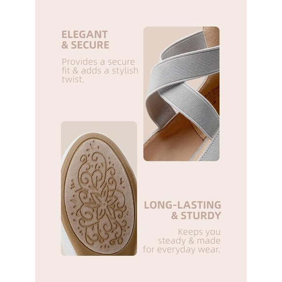 Dream Pairs Women Grey Faux Suede Flats Comfortable Elastic Ankle Straps Shoes - Picture 4 of 8